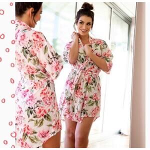 Pink Floral Wrap Robe – Show Me Your Mumu Style, One Size, EUC